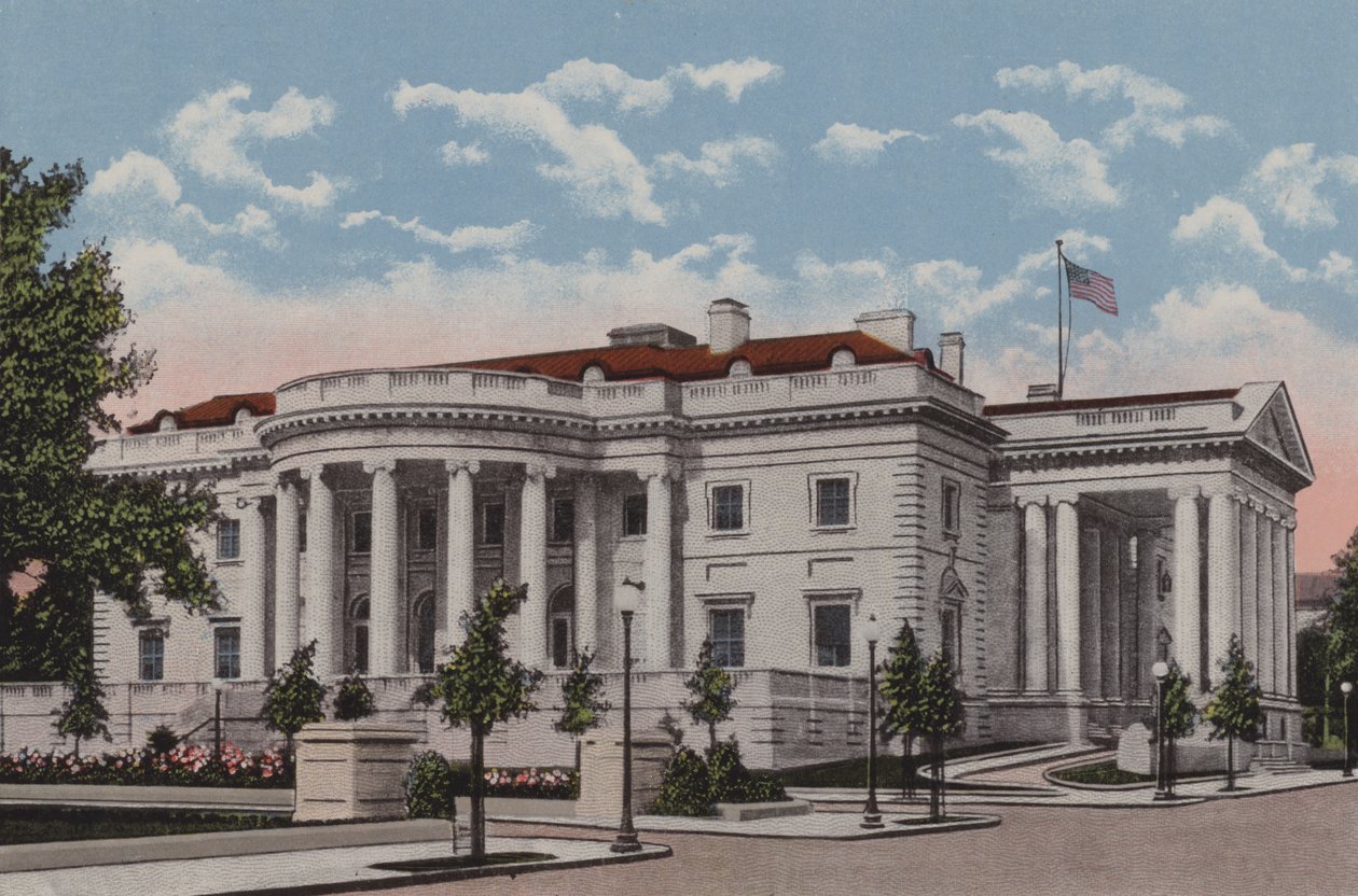 The Memorial Continental Hall, Waszyngton DC (kolorowa litografia) autorstwa American School