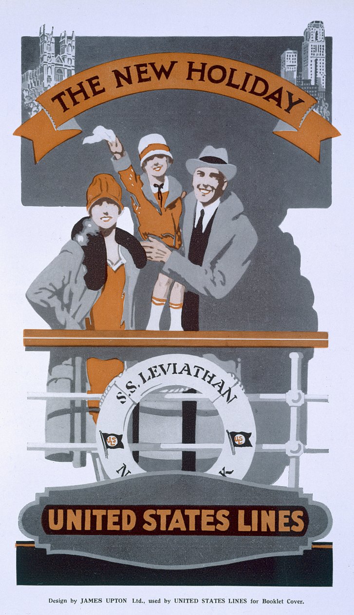Nowe święto, reklama United States Lines, SS Lewiatan, lata 20. autorstwa American School