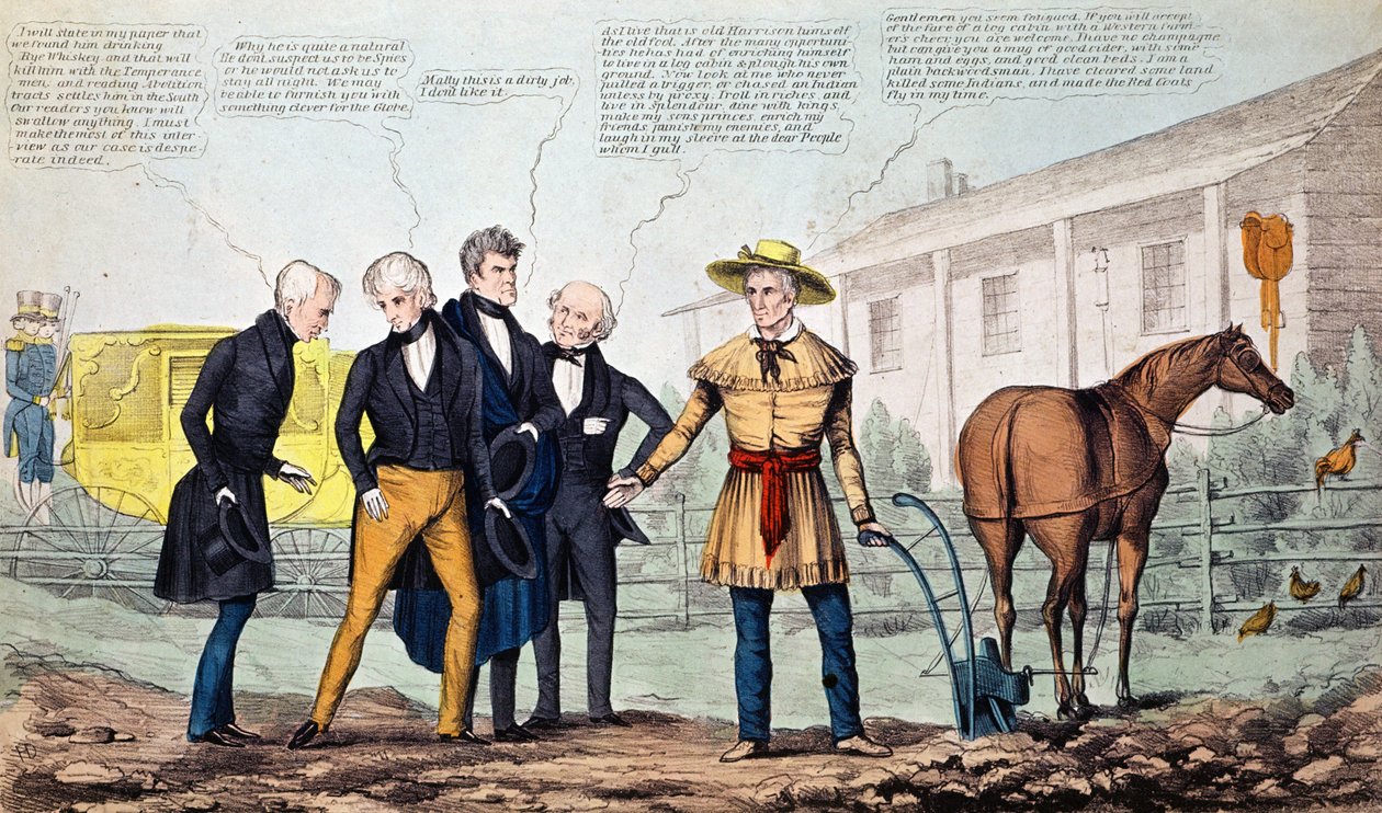 The North Bend Farmer and His Visitors, karykatura opublikowana przez H.R. Robinsona, c.1840-42 autorstwa American School
