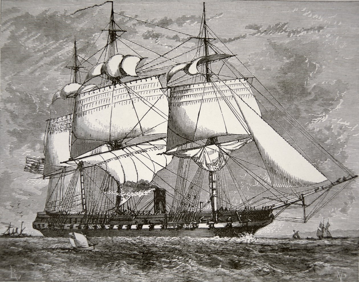 Oryginalny „Merrimac” (grawerunek) autorstwa American School