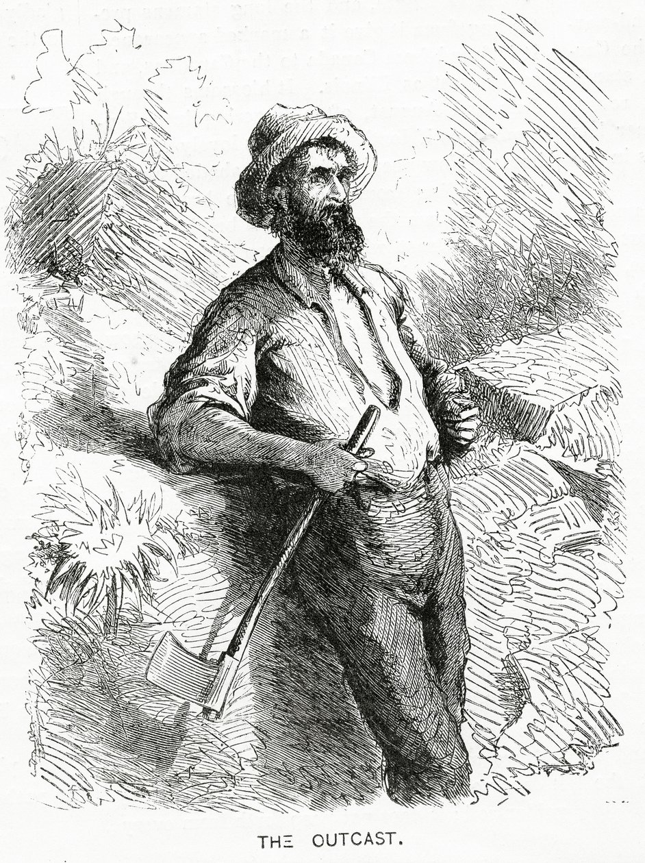 The Outcast, ilustracja do opowiadania fabularnego, A Community of Outcasts, z Appletons Journal, 23 marca 1872 autorstwa American School