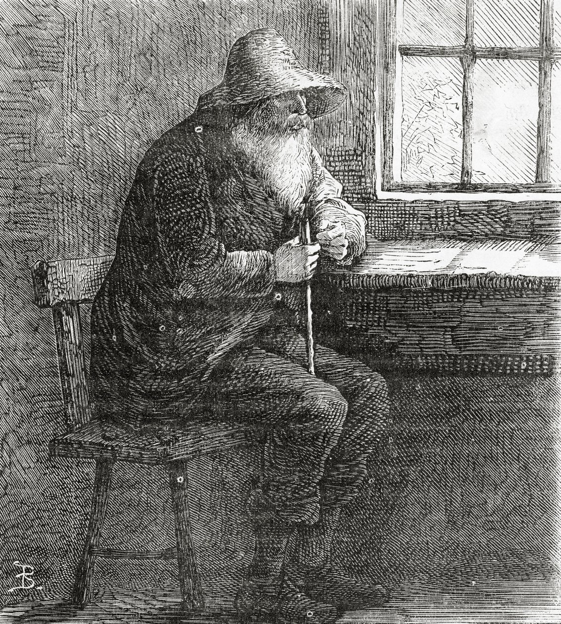 Patriarcha, ilustracja do opowiadania fabularnego, Wspólnota wyrzutków, z Appletons Journal, 23 marca 1872 r. autorstwa American School