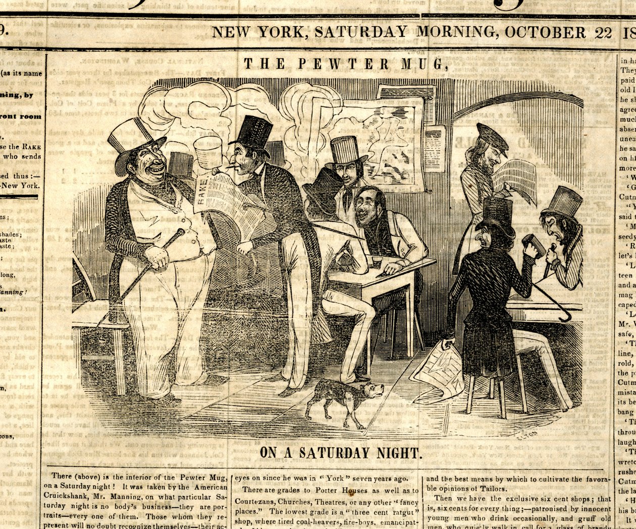 „Cynowy kubek”, ilustracja z „Weekly Rake”, 22 października autorstwa American School