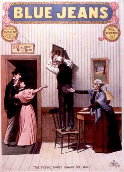 „Obraz zwrócony w stronę ściany”, plakat do „Niebieskich dżinsów”, napisany przez Josepha Arthura (kolor litho) autorstwa American School