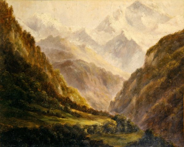 The Rockies, c.1870 (olej na papierze) autorstwa American School