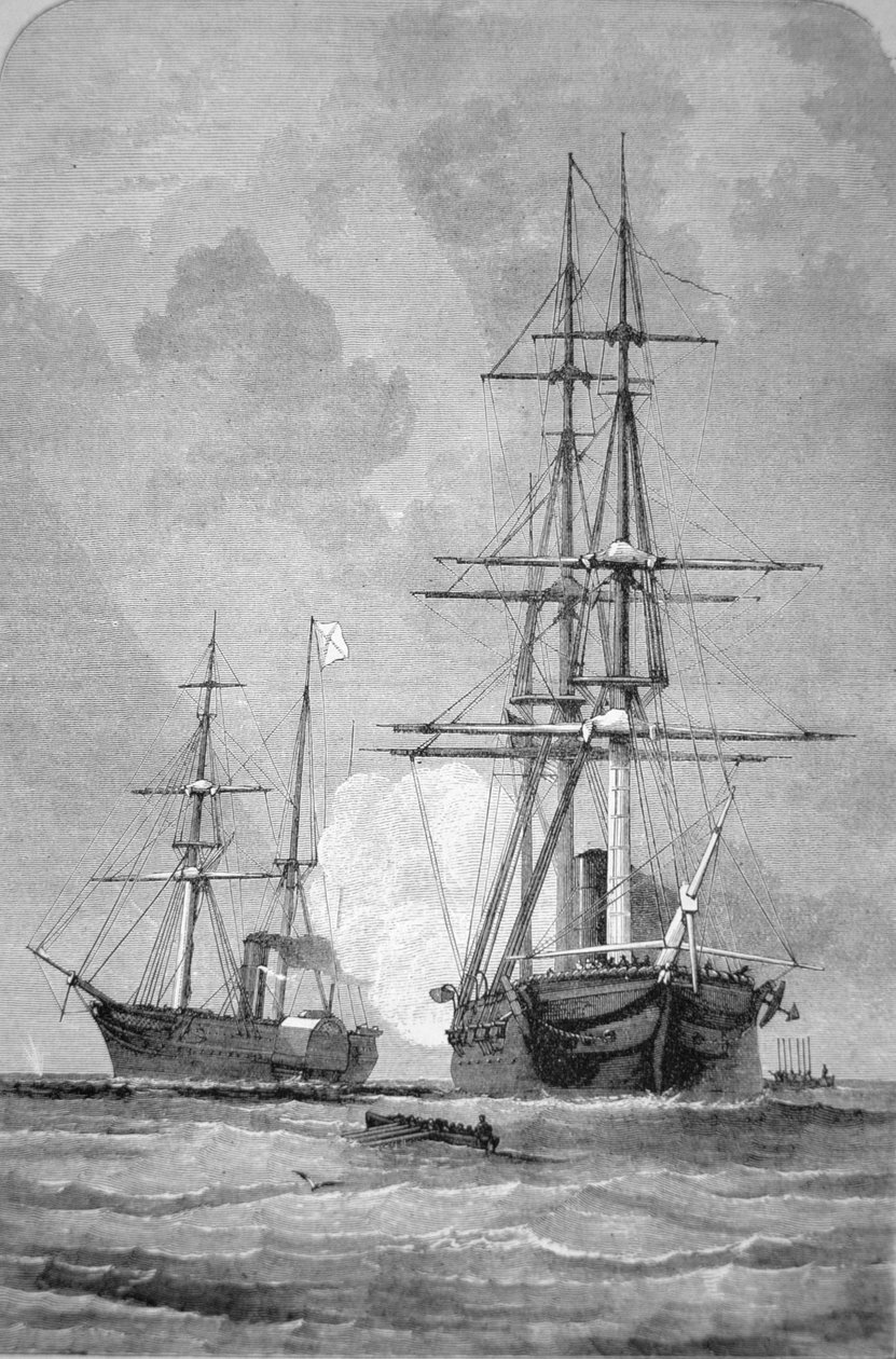 „San Jacinto” Zatrzymujący „Trent”, 8 listopada 1861 (rycina) autorstwa American School