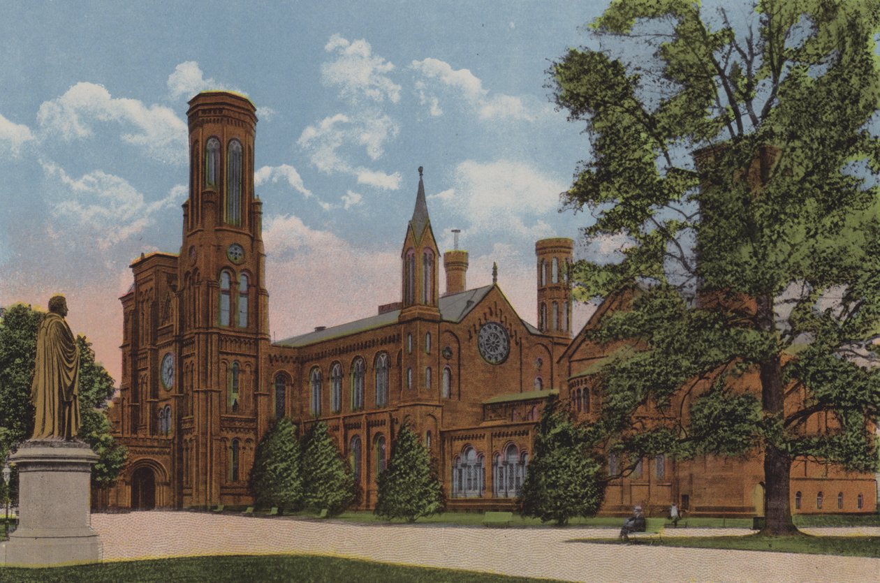 Smithsonian Institution, Waszyngton DC (litografia kolorowa) autorstwa American School