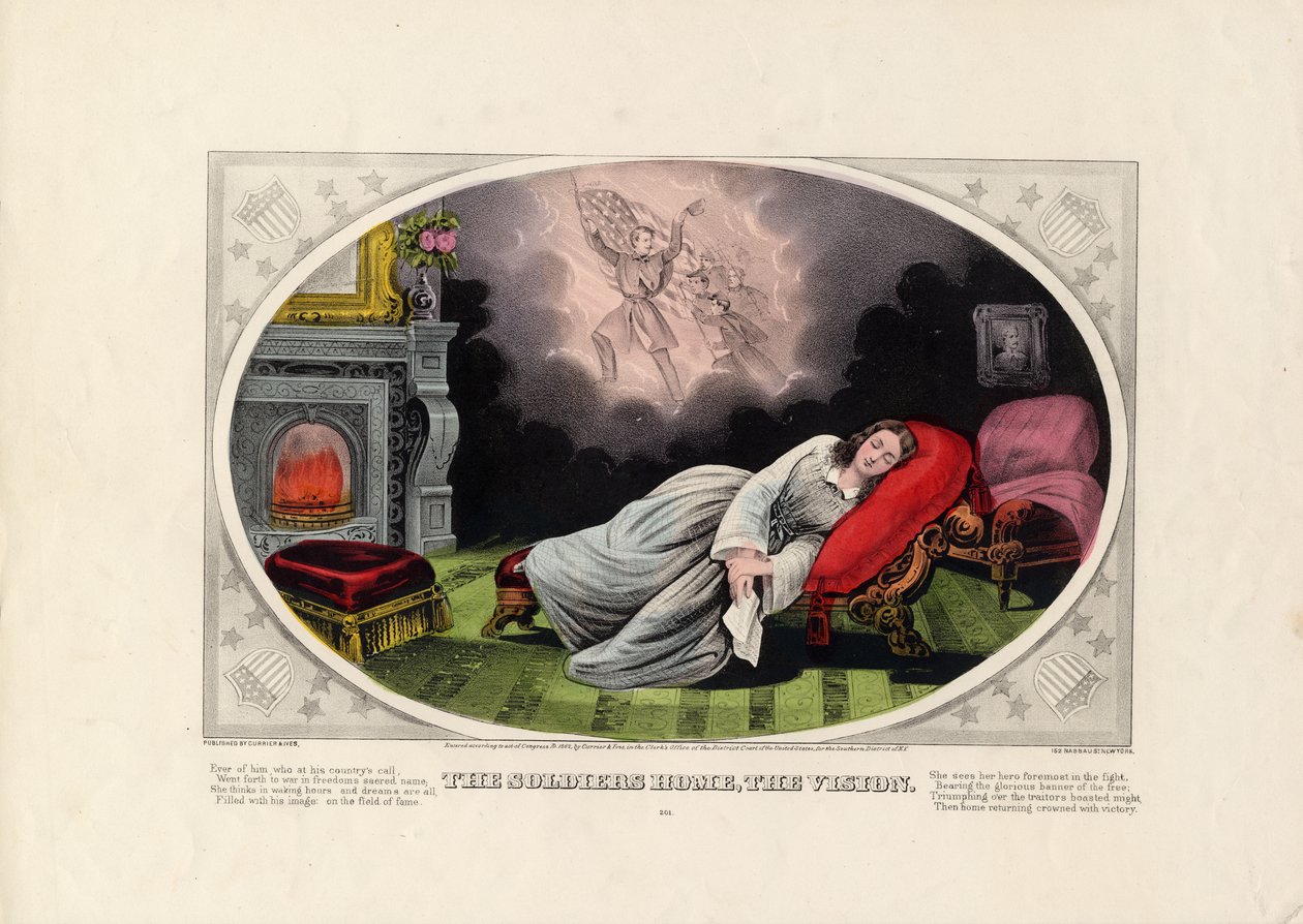 Dom Żołnierza, Wizja, wyd. autorstwa Currier i Ives, 1862 autorstwa American School