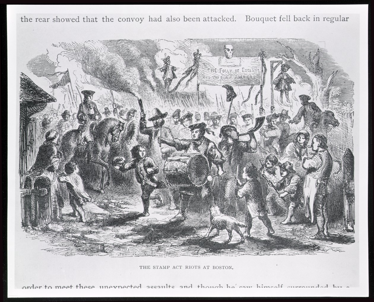 The Stamp Act Riots at Boston, 25 sierpnia 1765, z „Historii młodzieży Stanów Zjednoczonych” autorstwa Ellisa autorstwa American School