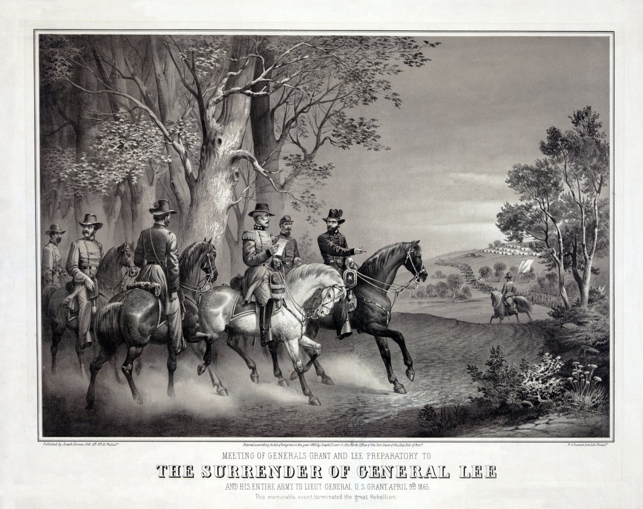 Poddanie się generała Lee, wyd. 1866 (litografia) autorstwa American School