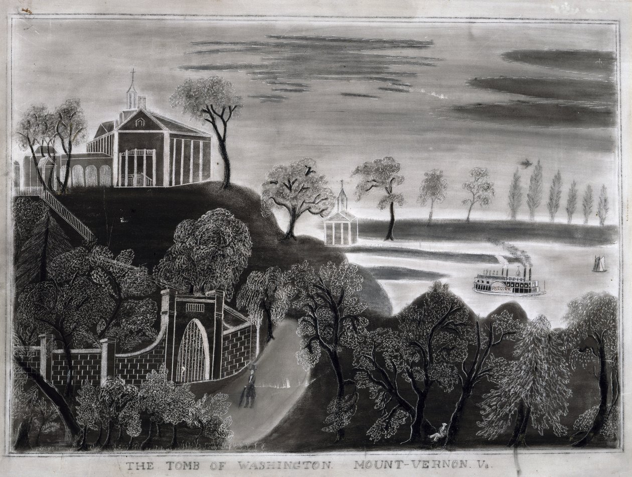 Grobowiec Waszyngtona, Mount Vernon, Wirginia, po 1807 (grafit na papierze ściernym) autorstwa American School