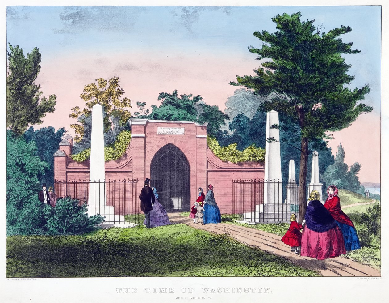 Grobowiec Waszyngtona, Mount Vernon, Wirginia, wyd. c.1857 (kolor lito) autorstwa American School
