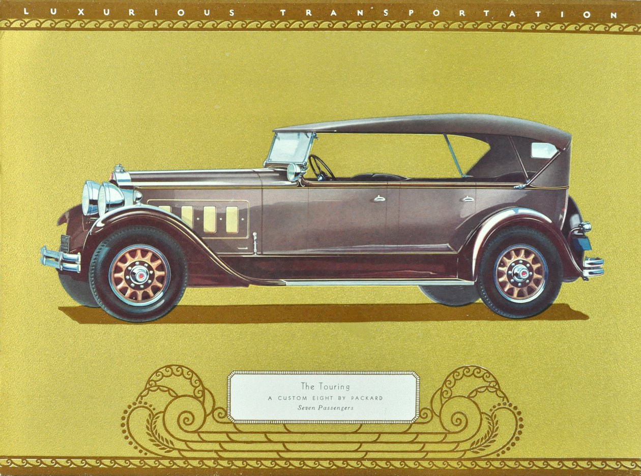 The Touring, A Custom Eight firmy Packard, wyd. 1930 (kolorowa litografia) autorstwa American School