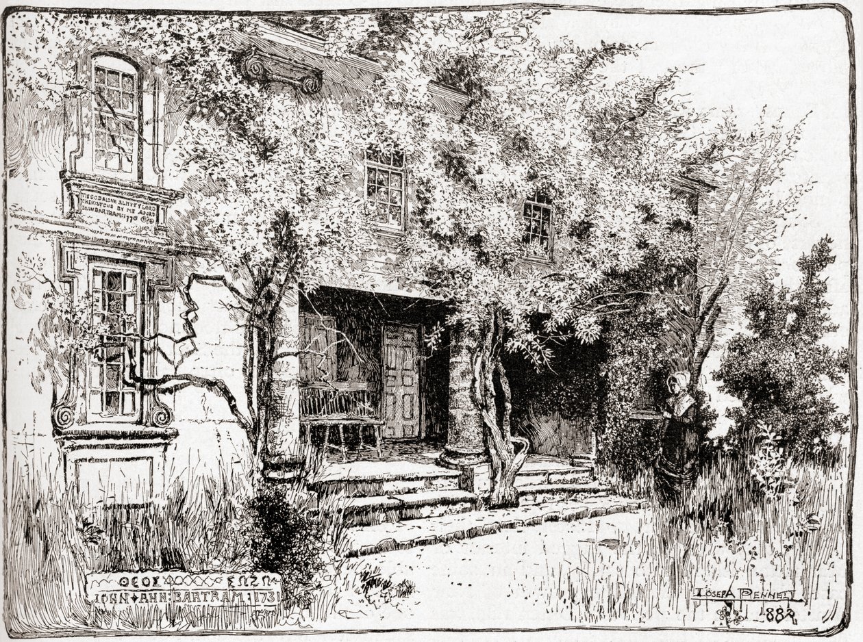 Dom Johna Bartrama w pobliżu Filadelfii, z „The Century Illustrated Monthly Magazine”, opublikowanego w 1884 r. (rycina) autorstwa American School