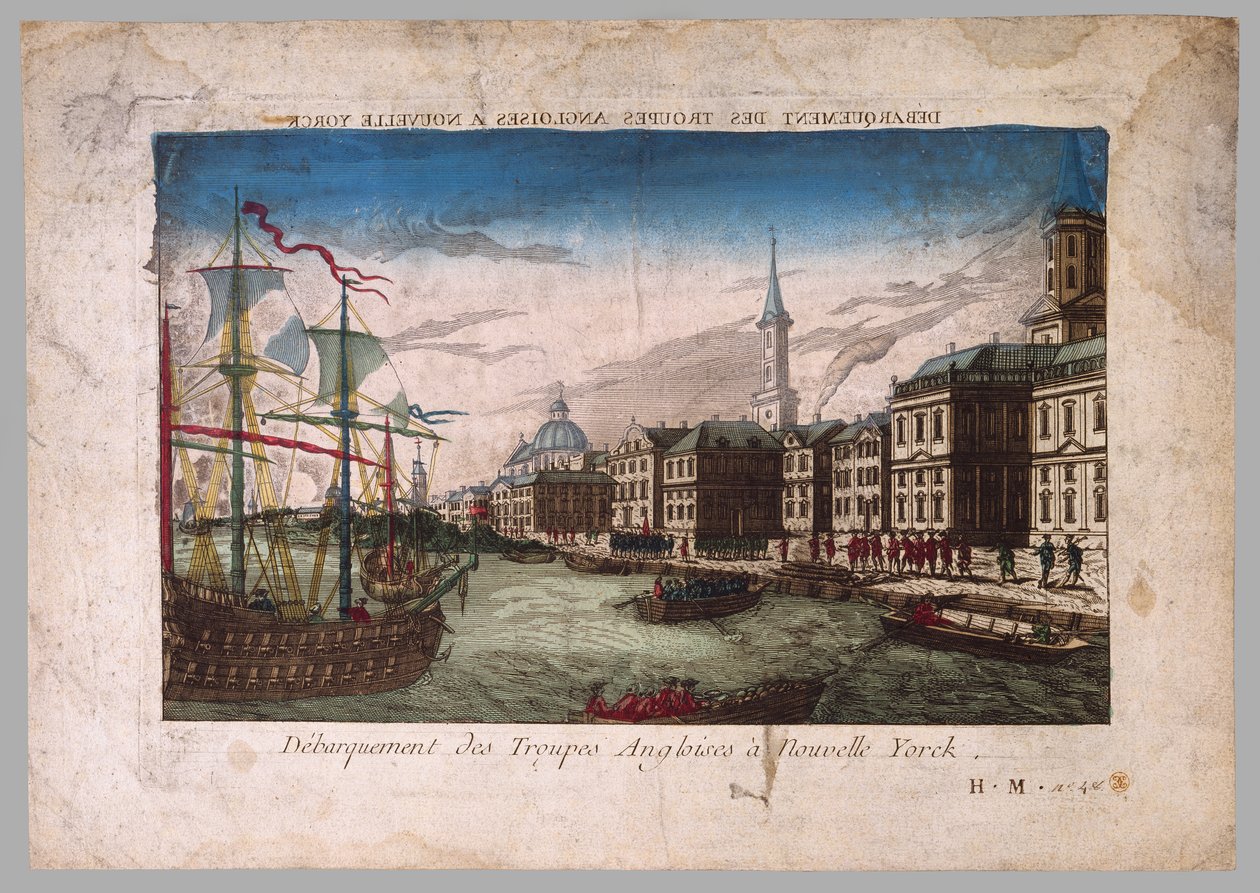 Lądowanie wojsk brytyjskich w Nowym Jorku, 1776 autorstwa American School