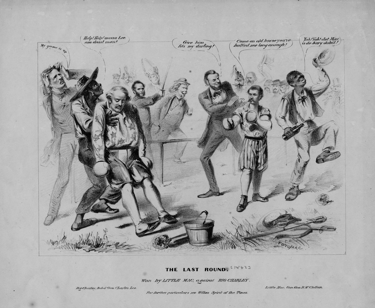 Ostatnia runda: wygrana przez Little Mac, przeciwko Big Charley: dalsze szczegóły patrz duch czasu Wilkes, podpisany Potomac, ok. 1862 autorstwa American School