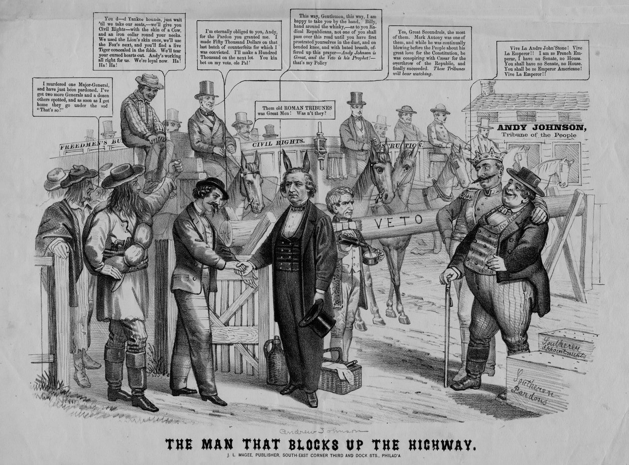 Człowiek, który blokuje autostradę, opublikowane przez J.L. Magee, Filadelfia, ok. 1866 r. autorstwa American School