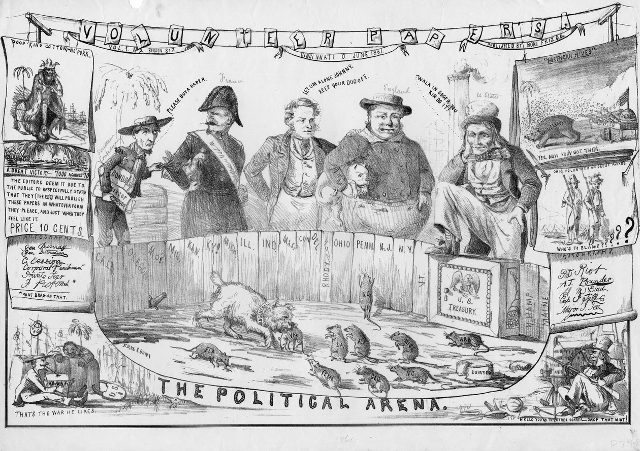 Arena polityczna, prawdopodobnie opublikowana w Cincinnati, c.1861 autorstwa American School