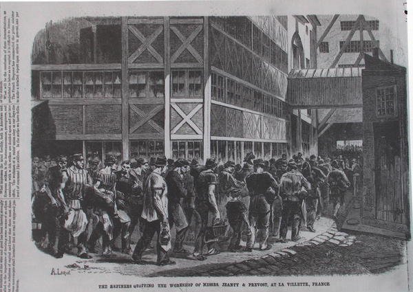 Rafinerie opuszczają warsztat panów Jeanty & Provost w la Villette, Francja z Scientific American, 1870 autorstwa American School