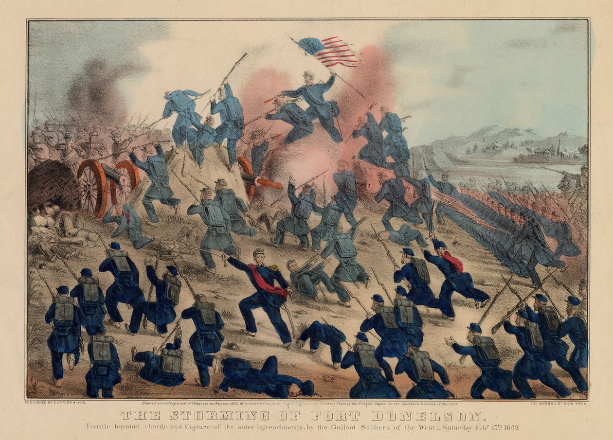 Szturm na Fort Donelson, wyd. autorstwa Currier i Ives, 1862 autorstwa American School
