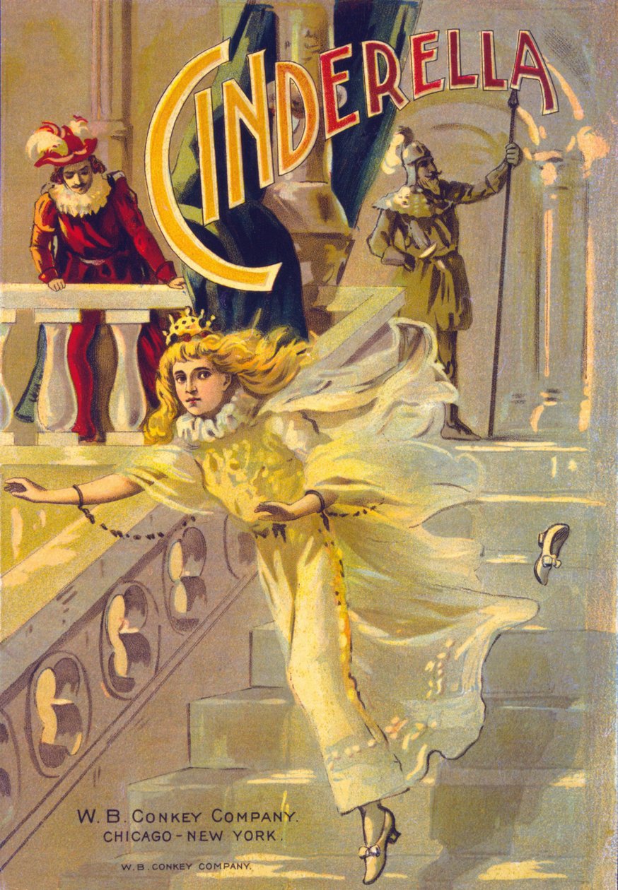Plakat teatralny dla Kopciuszka (Kopciuszek). autorstwa American School