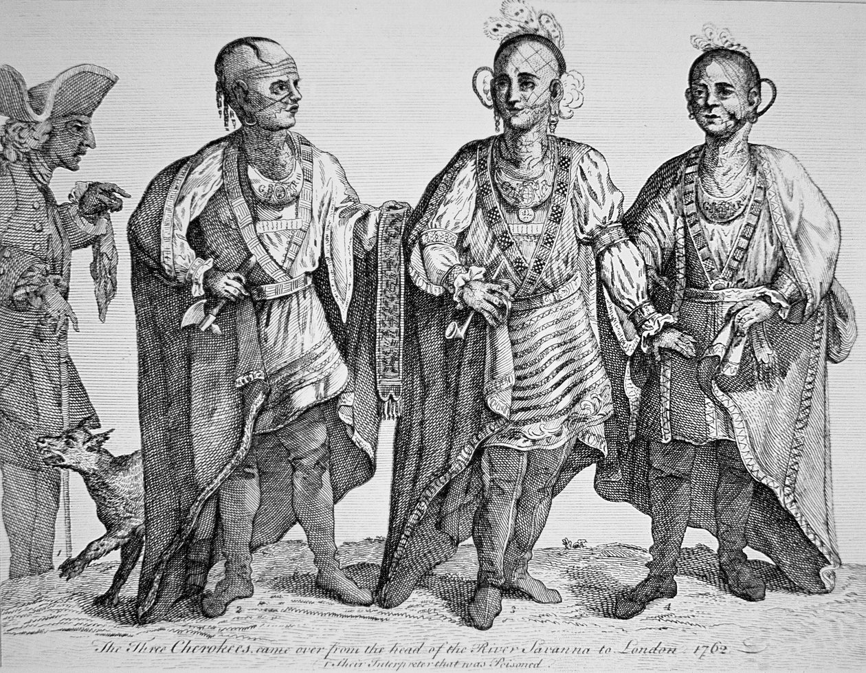 Trzech amerykańskich wodzów Cherokee autorstwa American School