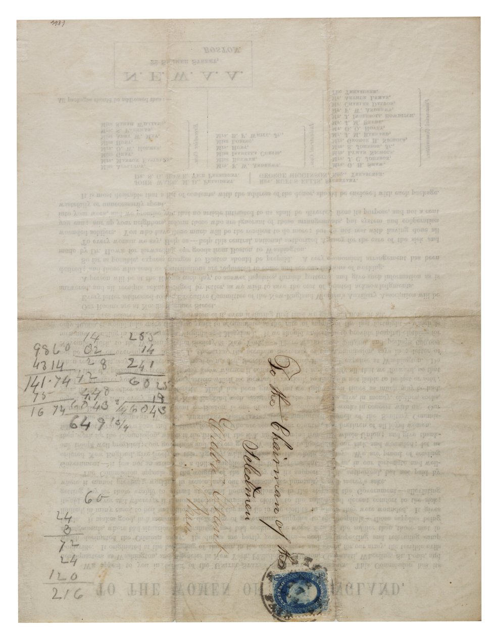 Do kobiet Nowej Anglii (list okólny), ok. 1862-1865 autorstwa American School