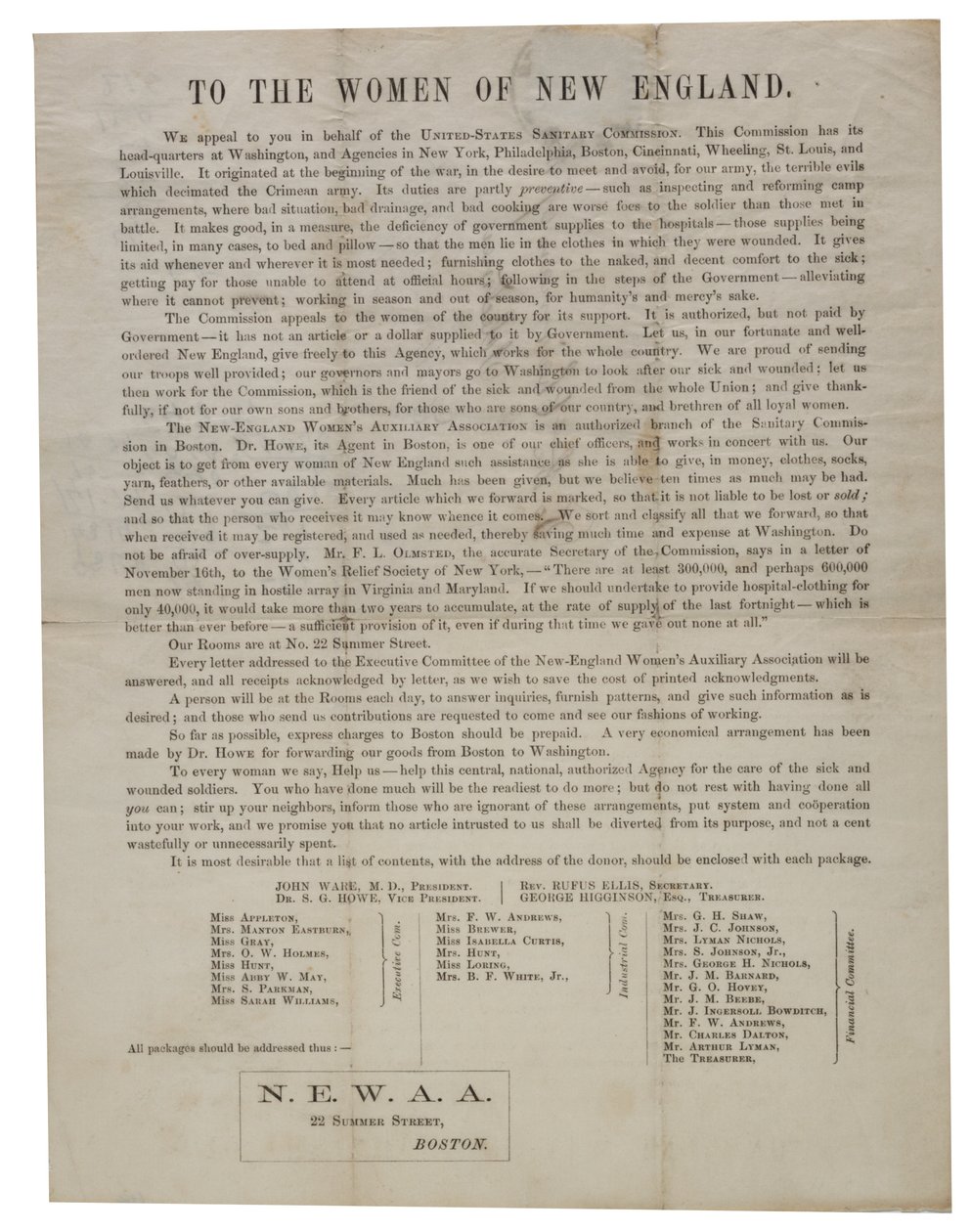 Do kobiet Nowej Anglii (list okólny), ok. 1862-1865 autorstwa American School