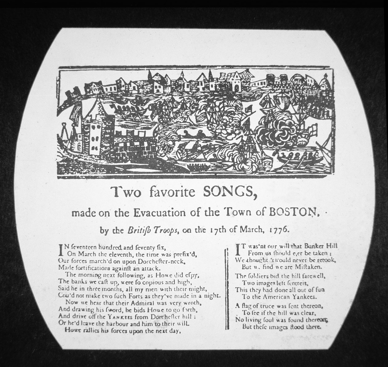 Dwie ulubione piosenki, wykonane podczas ewakuacji Bostonu przez wojska brytyjskie, 17 marca 1776 (rycina) autorstwa American School