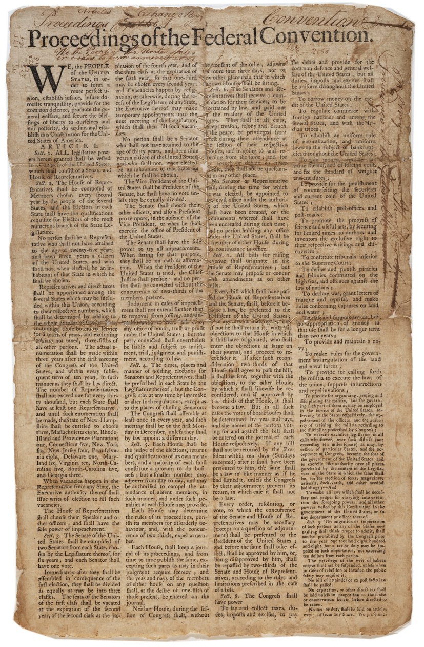 Konstytucja USA, ok. 10 września 1787 (patrz także GLC 696084) autorstwa American School