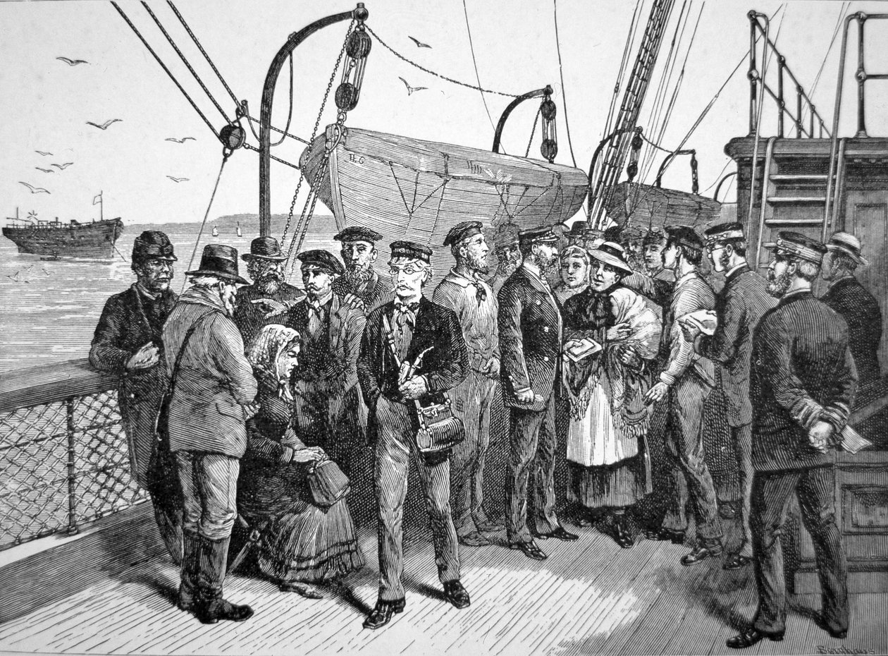 Urzędnicy służby zdrowia rządu USA na statku emigrantów, Quarantine Point, Nowy Jork autorstwa American School