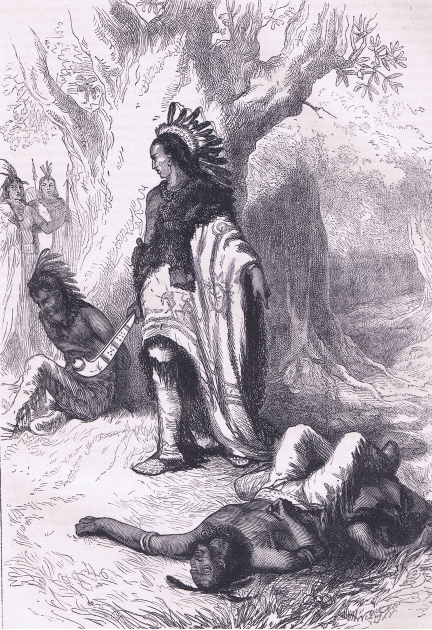 Uncas i Miantonomoh (1643), ilustracja z pubu Cassell