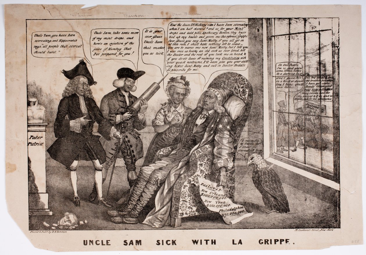 Wujek Sam Sick z La Grippe, 1837 autorstwa American School
