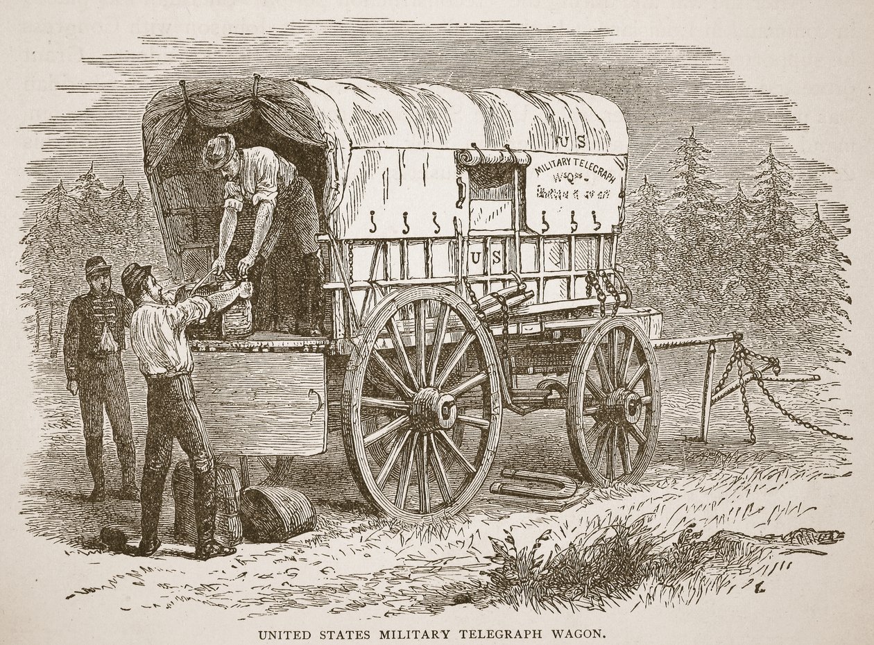 United States Military Telegraph Wagon, z pubu książkowego. 1896 autorstwa American School