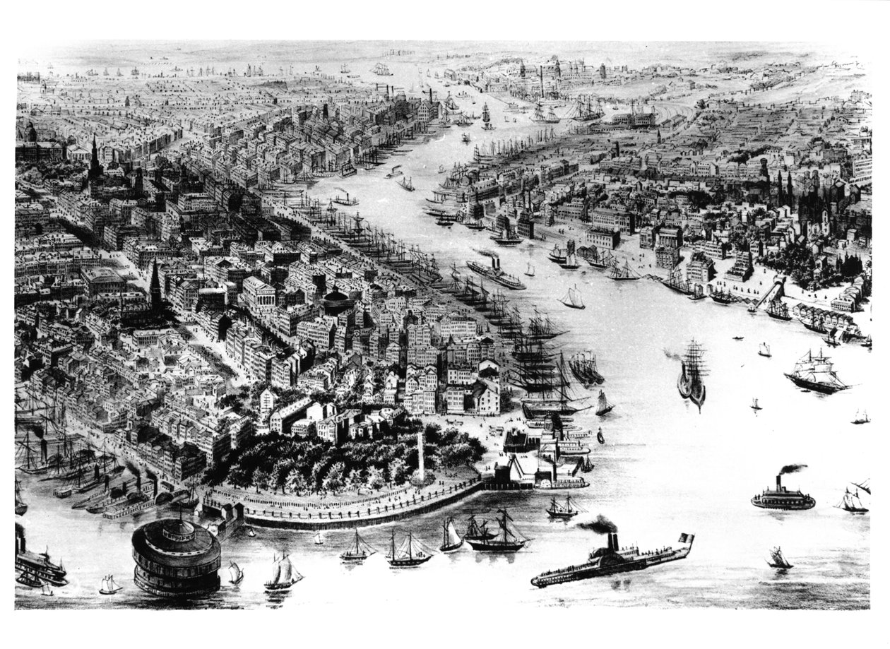 Widok na Manhattan i East River Bay autorstwa American School