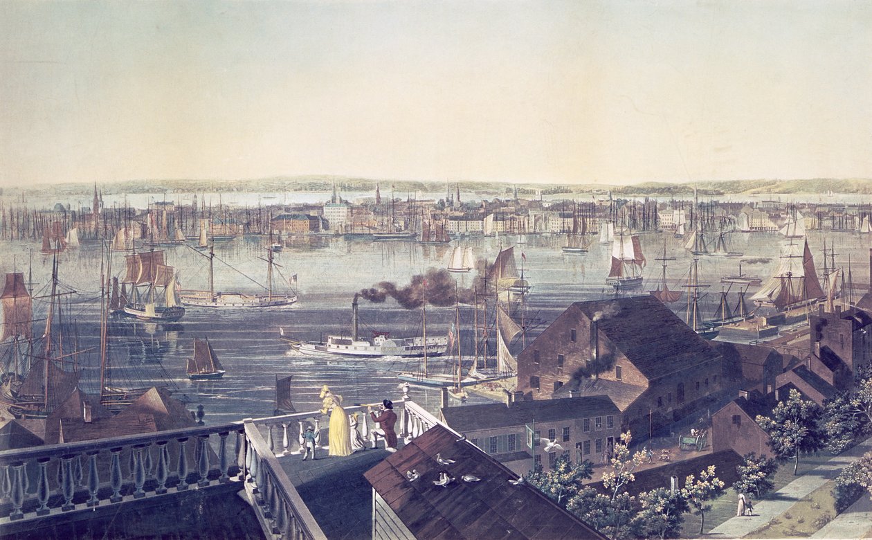 Widok Manhattanu z Brooklynu, 1837 autorstwa American School