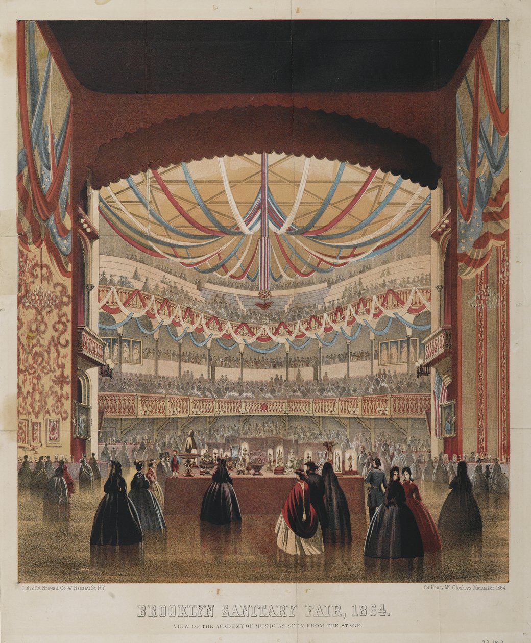 Widok Akademii Muzycznej widziany ze sceny, Brooklyn Sanitary Fair, 1864 autorstwa American School