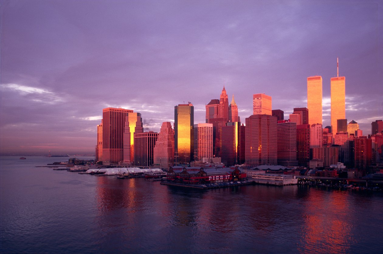 Widok na dzielnicę finansową po drugiej stronie East River autorstwa American School