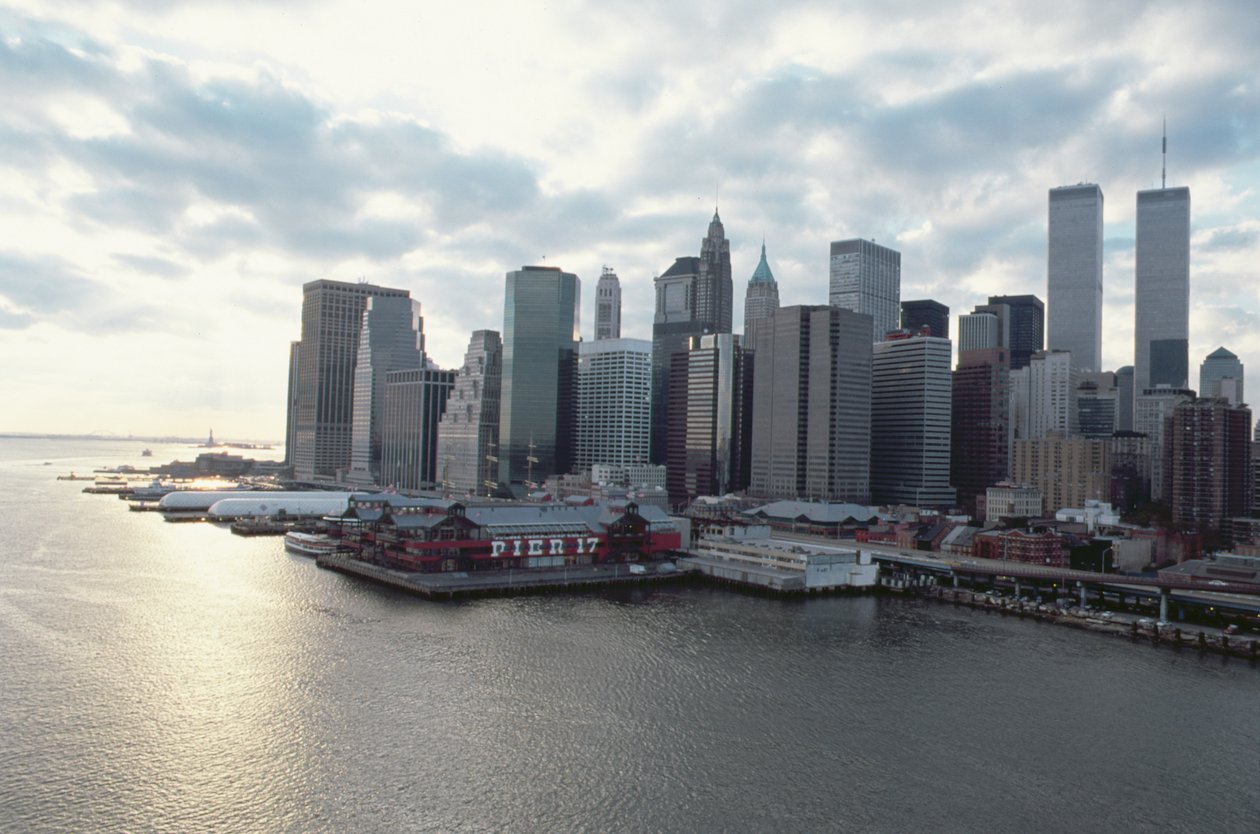 Widok na dzielnicę finansową po drugiej stronie East River autorstwa American School