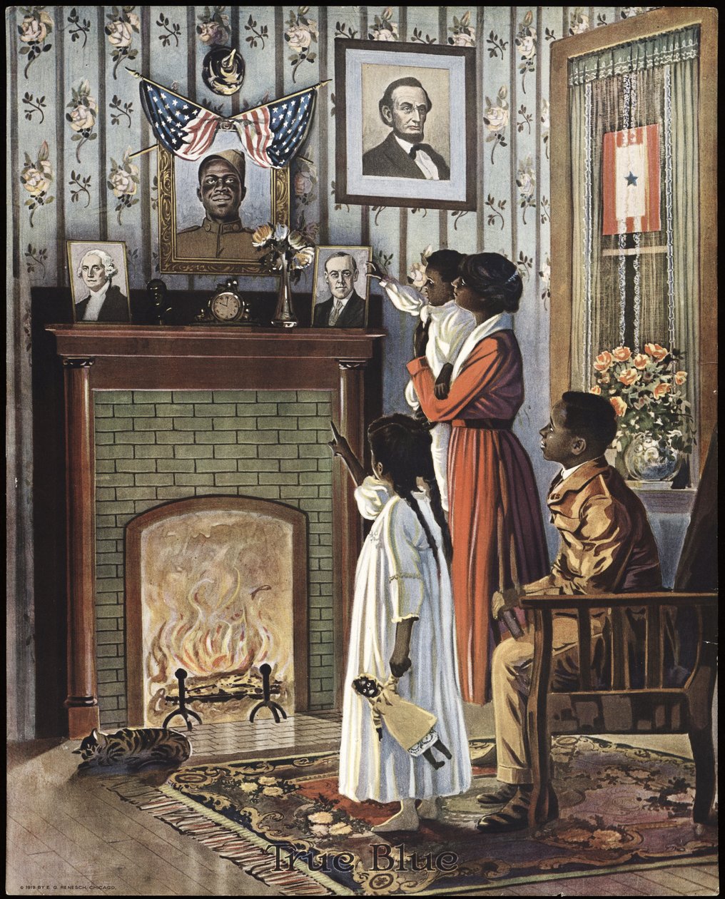 Plakat z I wojny światowej "True Blue", wyd. 1918 (kolorowa litografia) autorstwa American School