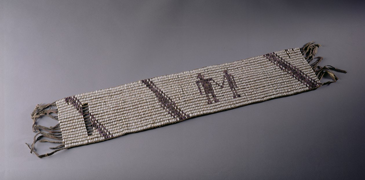Pas Wampum, wykonany przez Indian Lenni Lenape, Pensylwania autorstwa American School