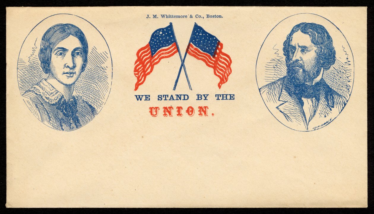 Pocztówka "Trzymamy się przy Unii", ok. 1861-65 autorstwa American School