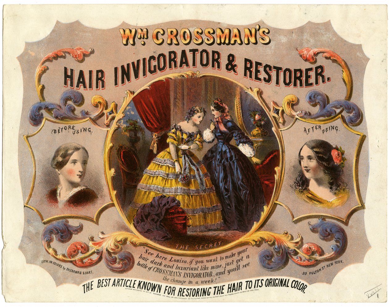 Wm. Crossmans Hair Invigorator and Restorer, 1862 autorstwa American School