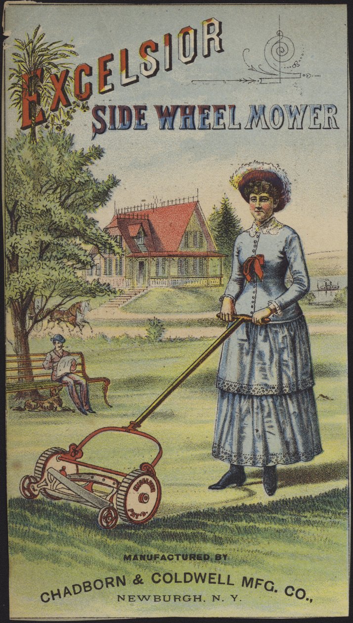 Kobieta kosząca trawę (chromolitho) autorstwa American School