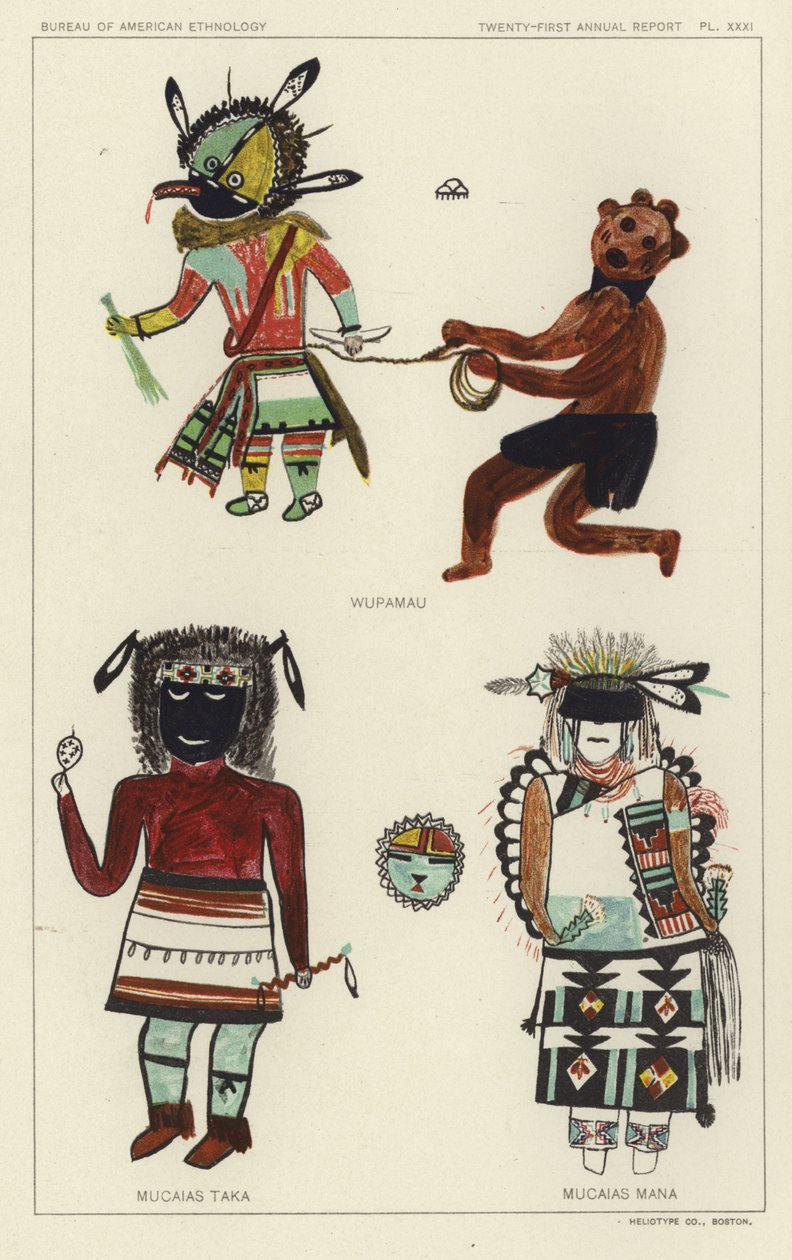 Wupamau, Mucaias Taka, Mucaias Mana (litografia kolorowa) autorstwa American School