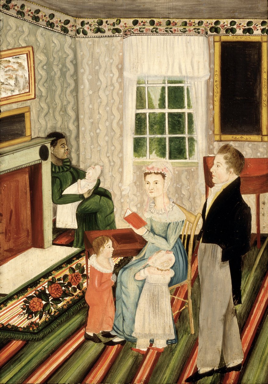 York, Pensylwania Rodzina z murzyńskim służącym, ok. 1828 (olej na panelu) autorstwa American School