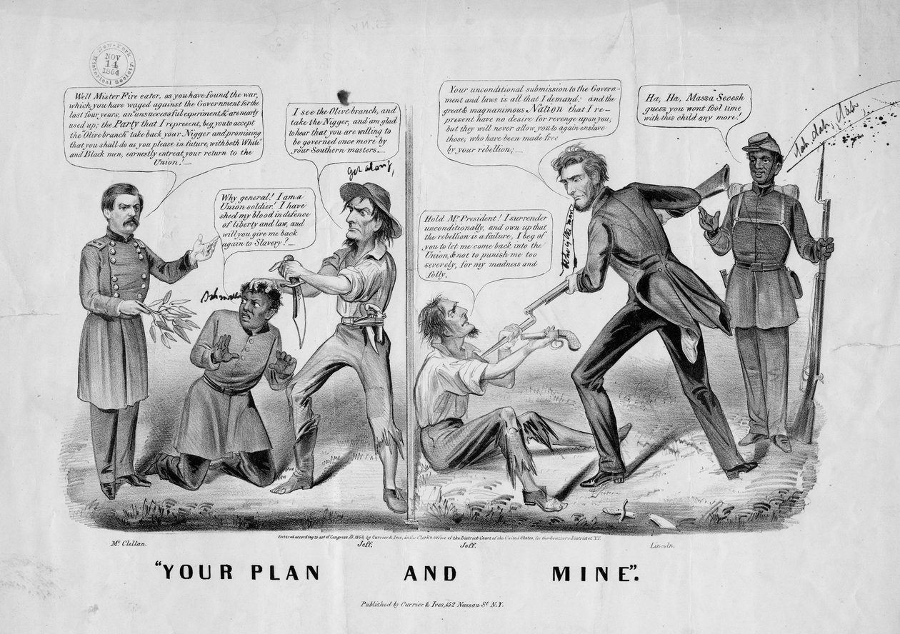 Twój plan i mój, opublikowany przez Currier i Ives, Nowy Jork, ok. 1864 r. autorstwa American School