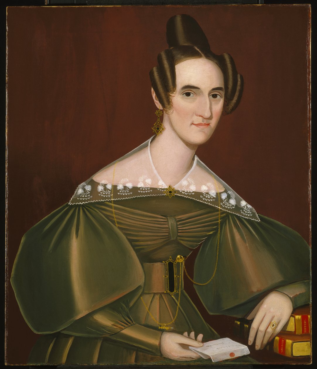 Jeannette Woolley, później pani John Vincent Storm, ok. 1838 (olej na płótnie) autorstwa Ammi Phillips