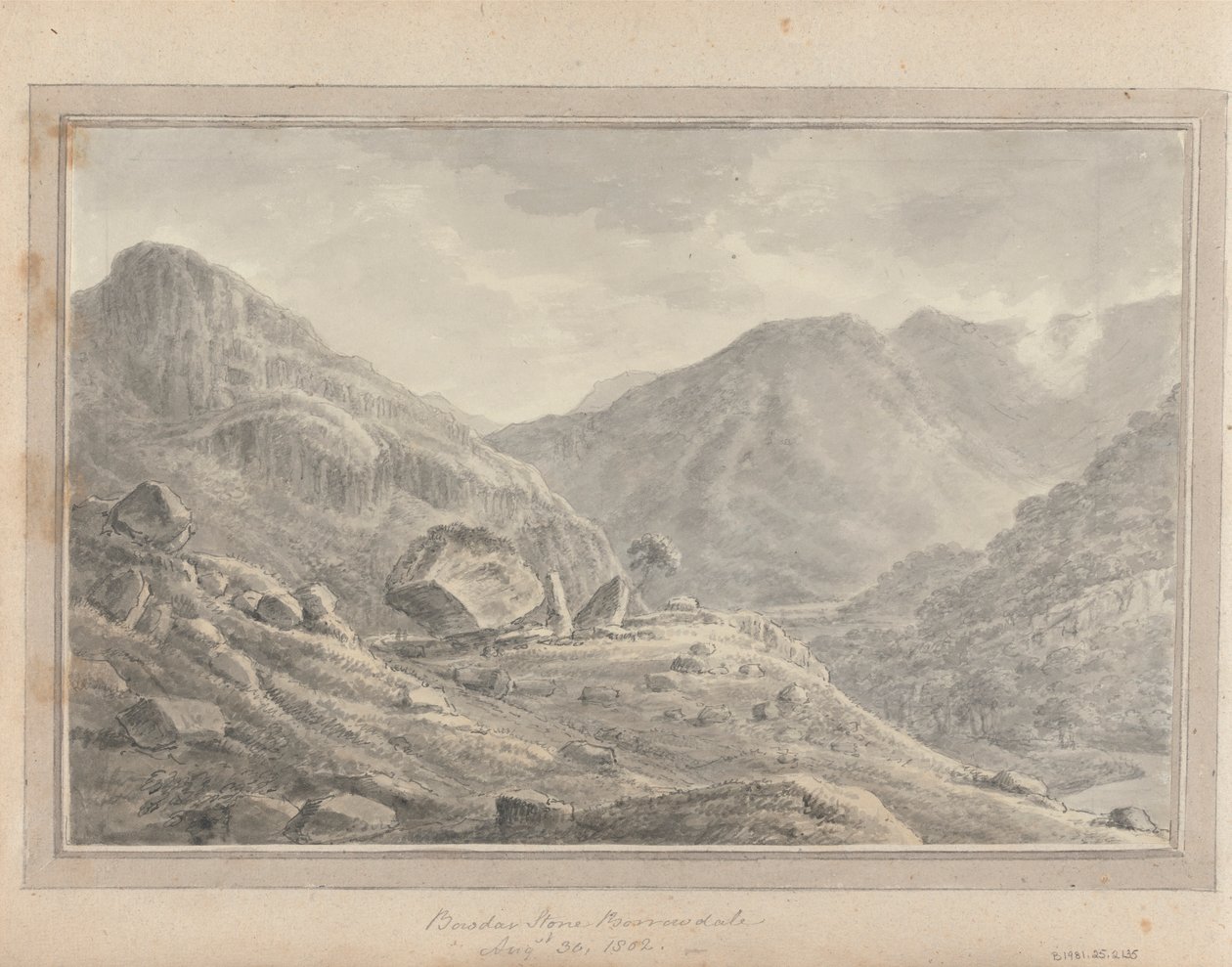 Vistas na Inglaterra, Escócia e País de Gales: Bowder Stone Borrowdale, 30 de agosto de 1802 polonês autorstwa Amos Green