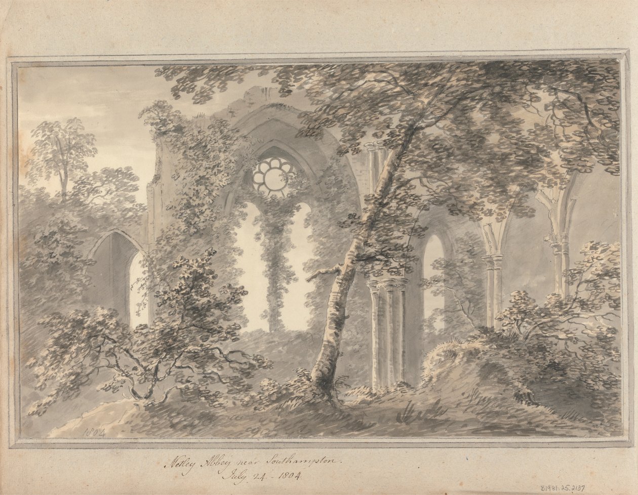 Widoki w Anglii, Szkocji i Walii: Opactwo Netley niedaleko Southampton, 24 lipca 1804 autorstwa Amos Green
